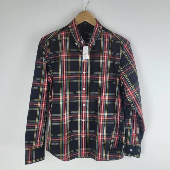 NEW J Crew Slim Untucked Long Sleeve Button Up Check red Size S - Picture 1 of 5